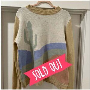 Oversized Desert Sunset Cactus Sweater
